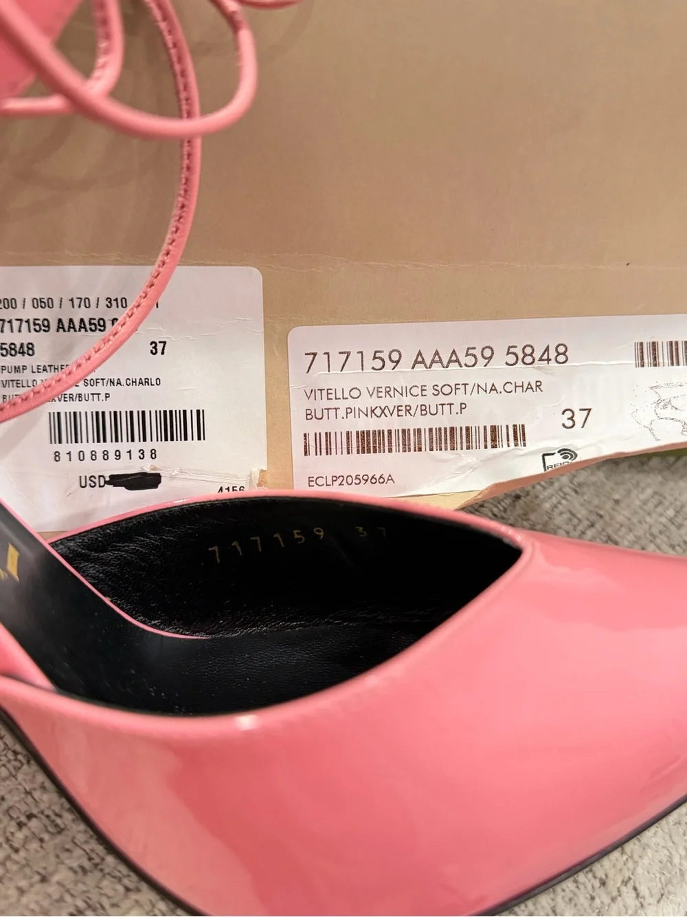 Gucci Women’s Pink Priscilla Ankle Cuff Patent Leather Heels Size 37 - Picture 7 of 15